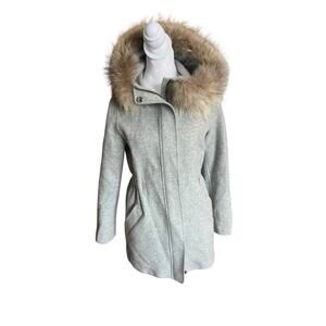 Weekend Max Mara Virgin Wool Fur Hood grey Jacket US Size 4 Small